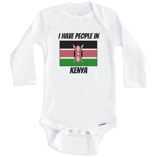 Kenyan Flag I Have People In Kenya Baby Bodysuit (Long Sleeves)
