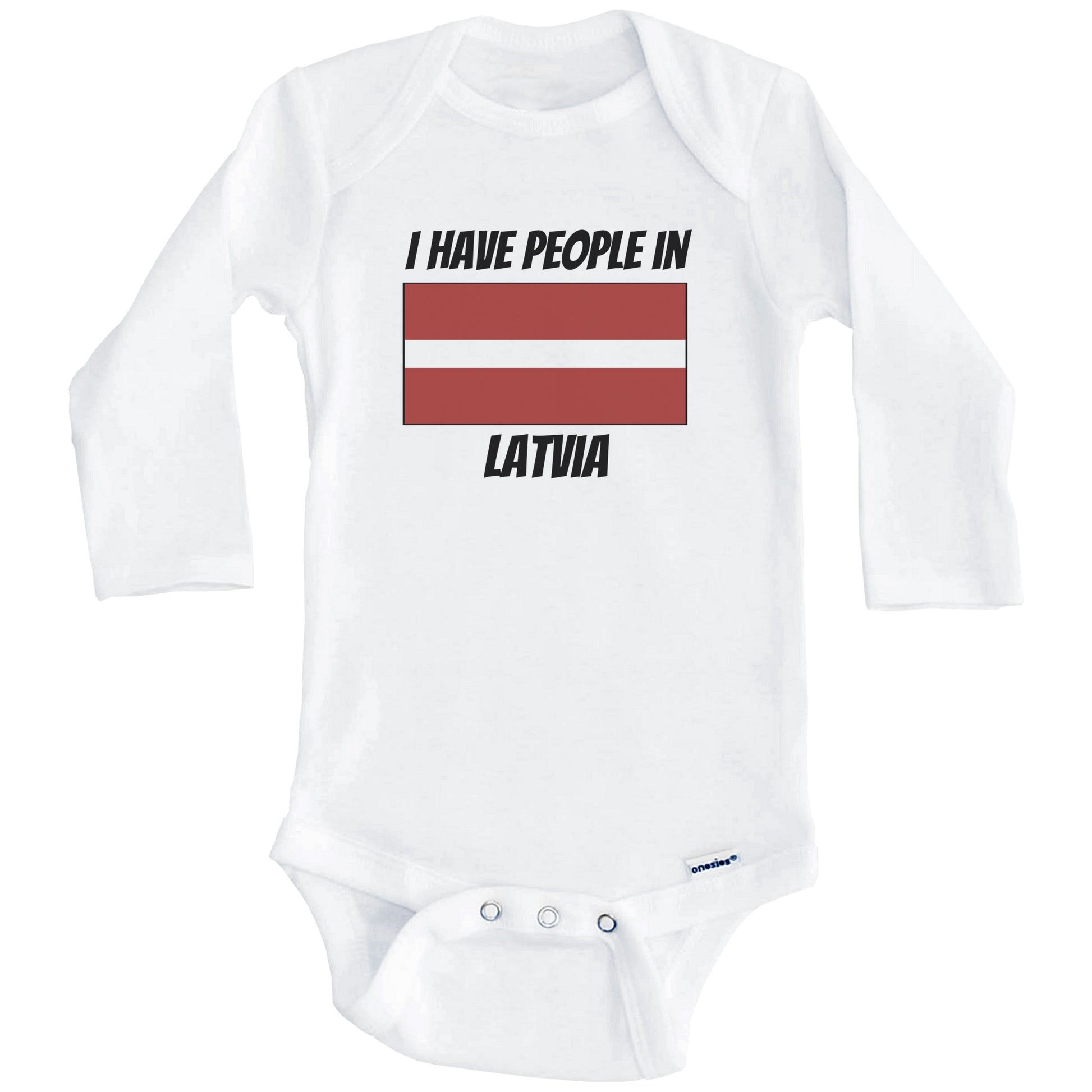 Latvian Flag I Have People In Latvia Baby Bodysuit (Long Sleeves)