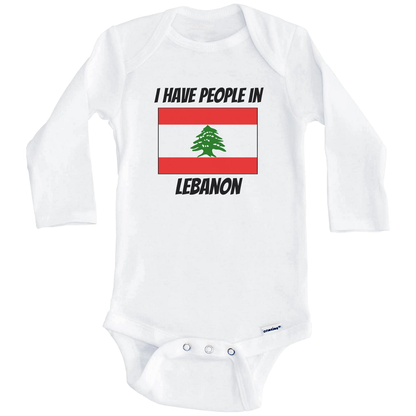 Lebanese Flag I Have People In Lebanon Baby Bodysuit (Long Sleeves)