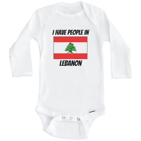 Lebanese Flag I Have People In Lebanon Baby Bodysuit (Long Sleeves)