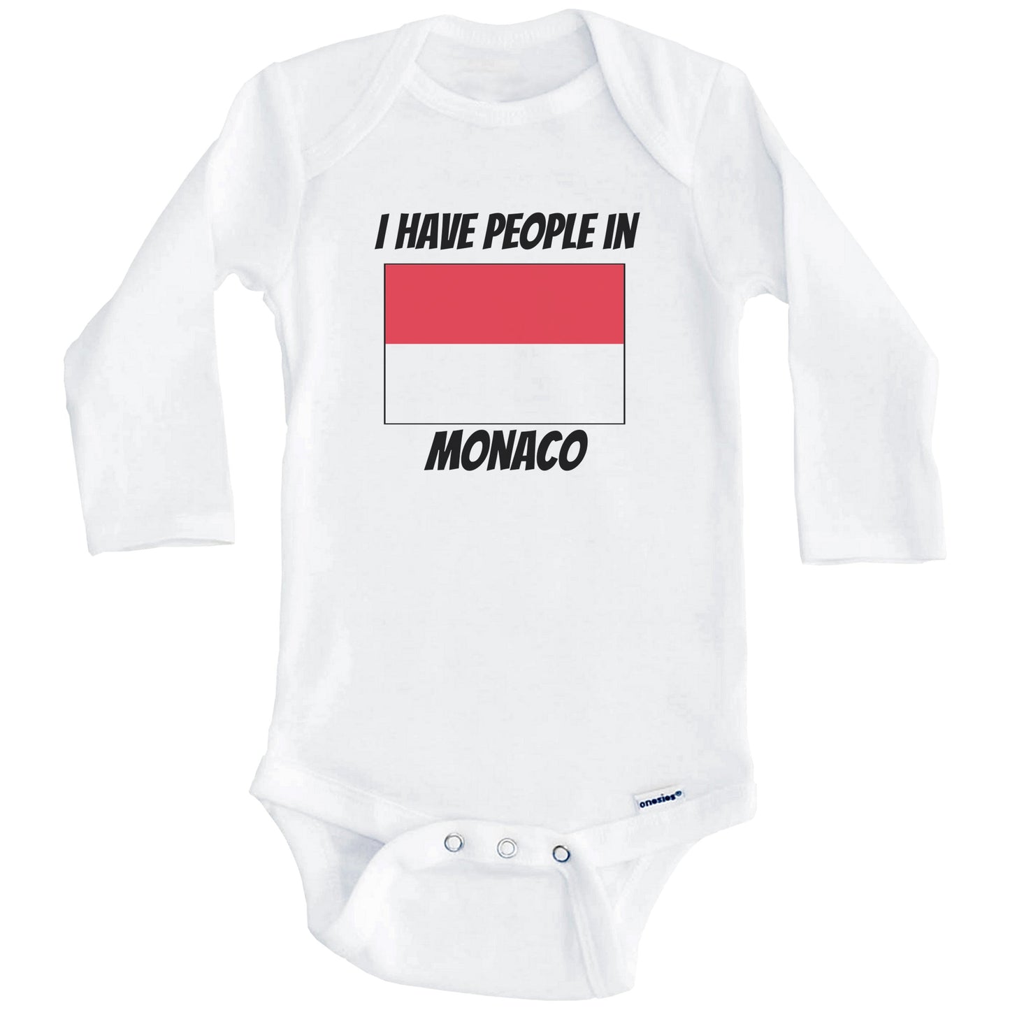 Monacan Flag I Have People In Monaco Baby Bodysuit (Long Sleeves)