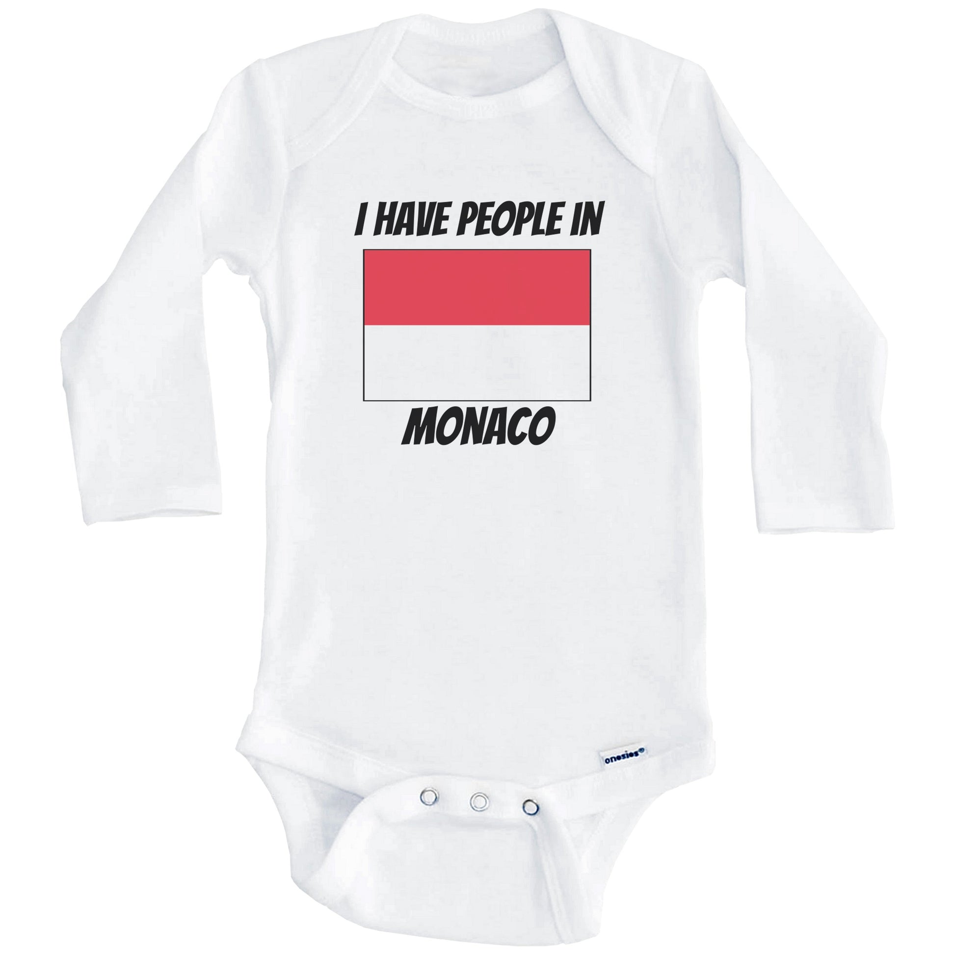 Monacan Flag I Have People In Monaco Baby Bodysuit (Long Sleeves)