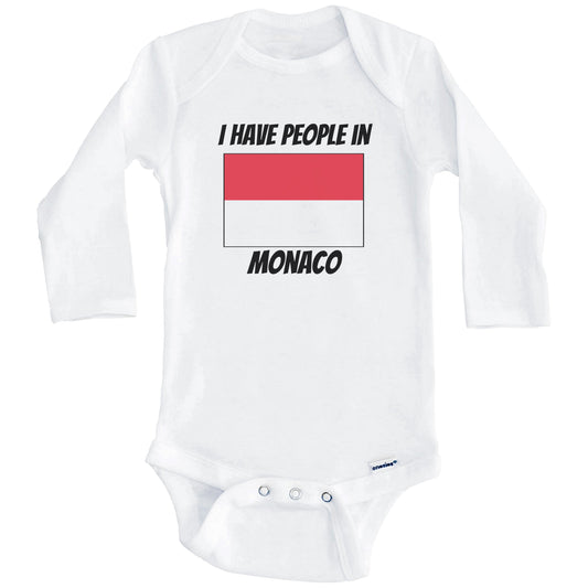 Monacan Flag I Have People In Monaco Baby Bodysuit (Long Sleeves)