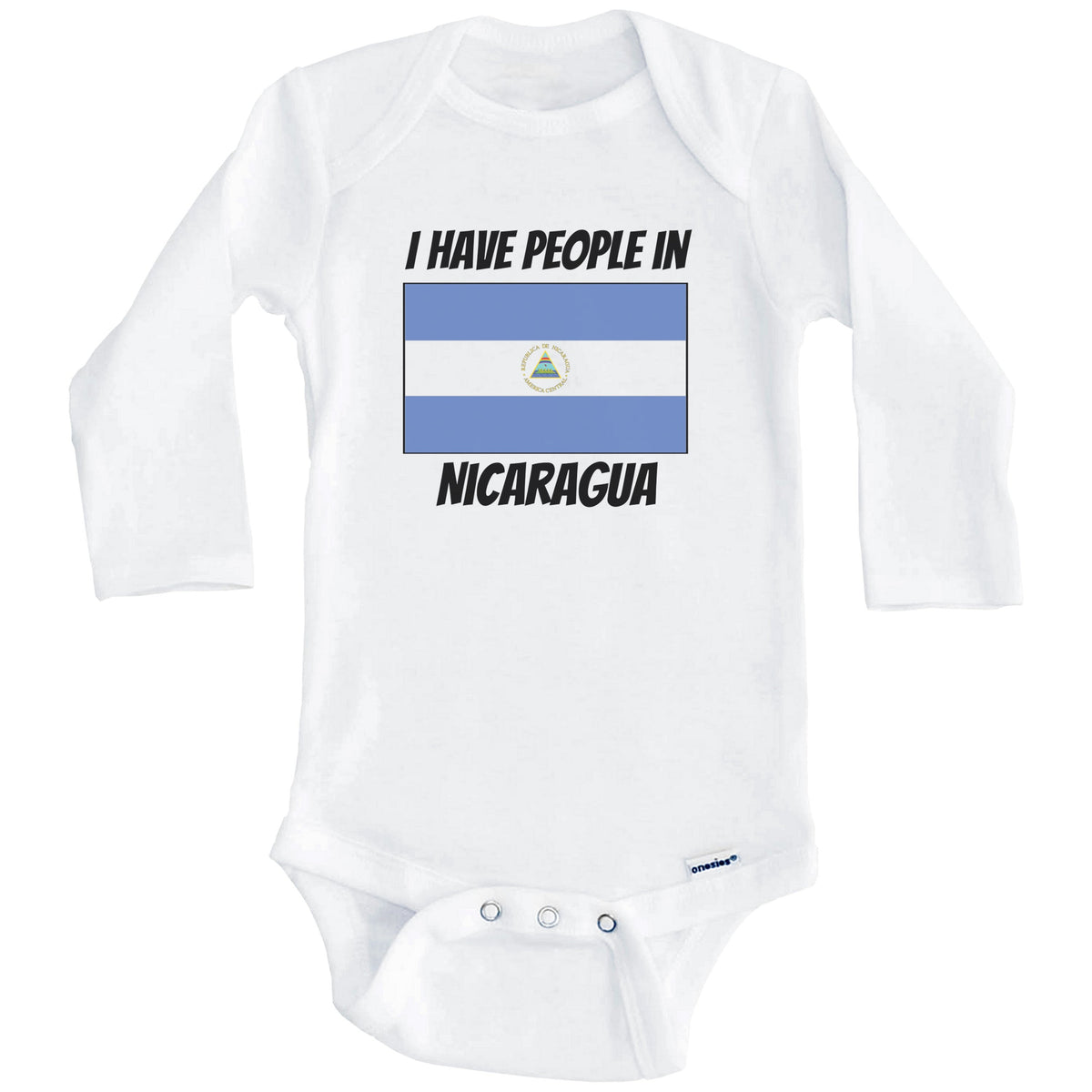 Nicaraguan Flag I Have People In Nicaragua Baby Bodysuit (Long Sleeves)