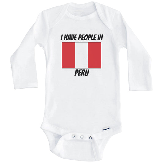 Peruvian Flag I Have People In Peru Baby Bodysuit (Long Sleeves)