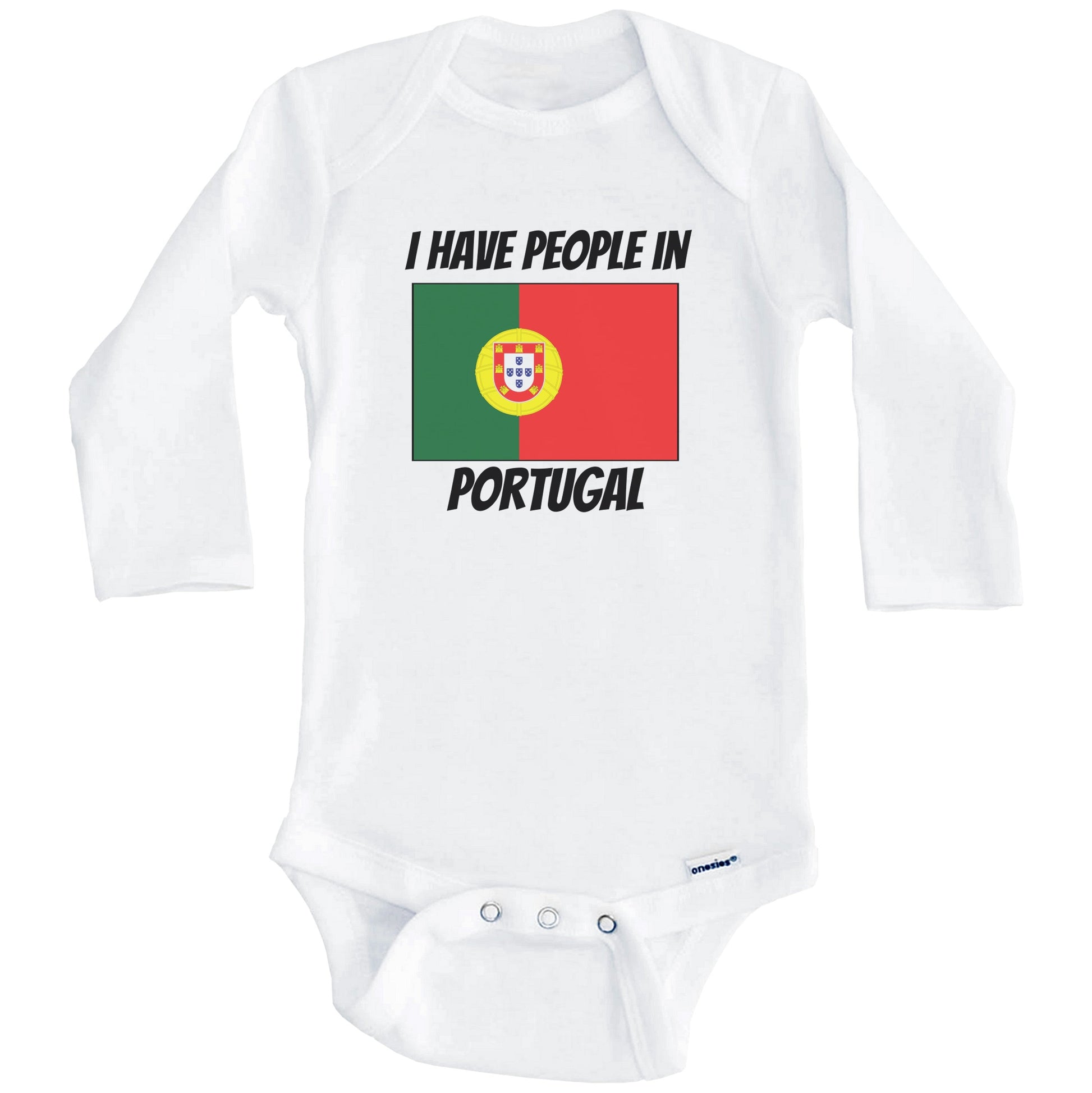 Portuguese Flag I Have People In Portugal Baby Bodysuit (Long Sleeves)