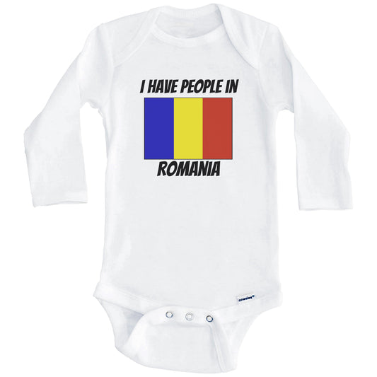 Romanian Flag I Have People In Romania Baby Bodysuit (Long Sleeves)