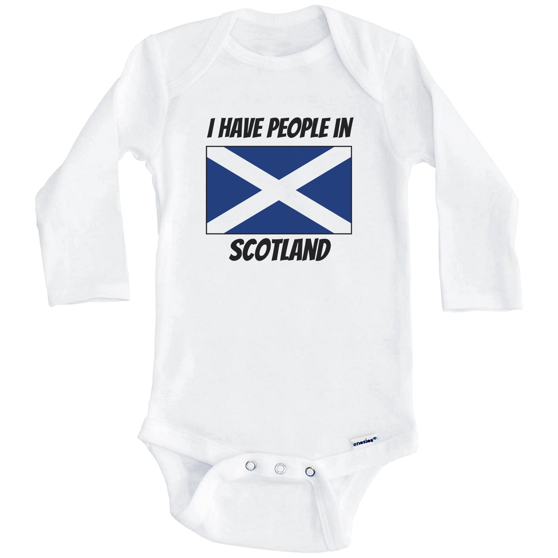 Scottish Flag I Have People In Scotland Baby Bodysuit (Long Sleeves)