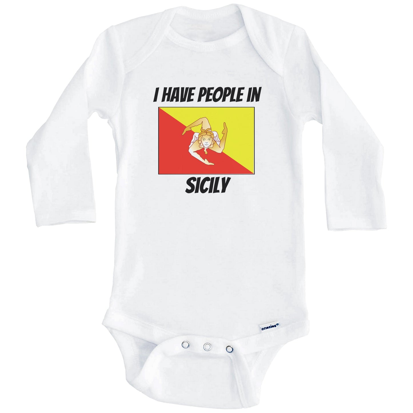 Sicilian Flag I Have People In Sicily Baby Bodysuit (Long Sleeves)