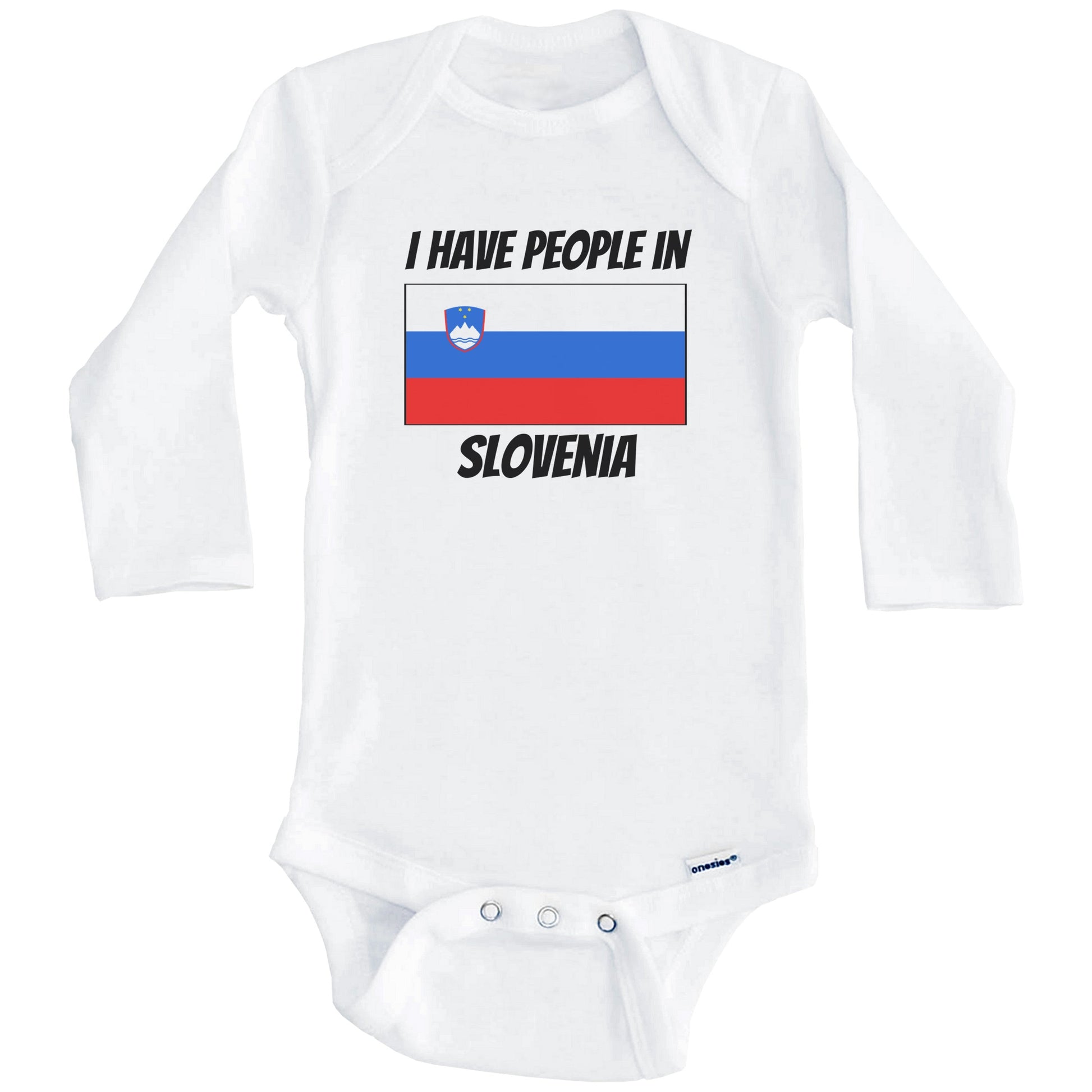 Slovenian Flag I Have People In Slovenia Baby Bodysuit (Long Sleeves)