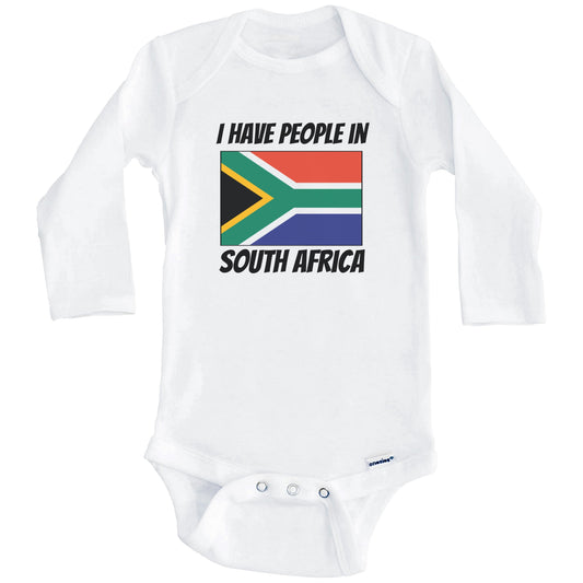 South African Flag I Have People In South Africa Baby Bodysuit (Long Sleeves)