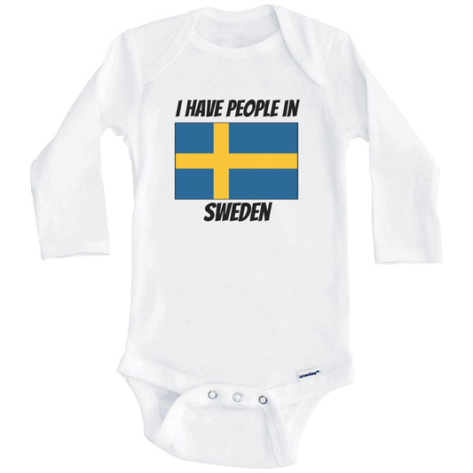 Swedish Flag I Have People In Sweden Baby Bodysuit (Long Sleeves)