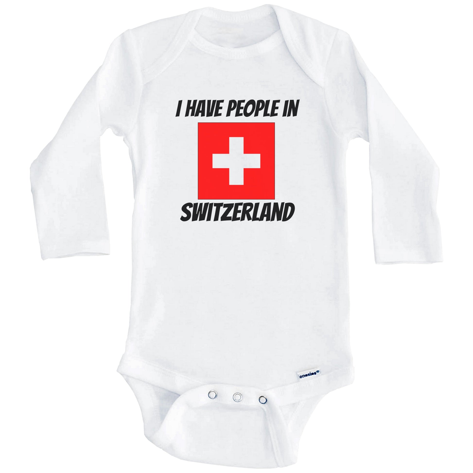 Swiss Flag I Have People In Switzerland Baby Bodysuit (Long Sleeves)