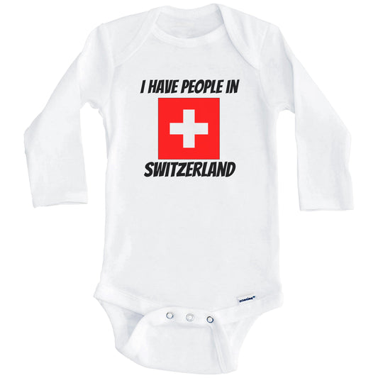 Swiss Flag I Have People In Switzerland Baby Bodysuit (Long Sleeves)