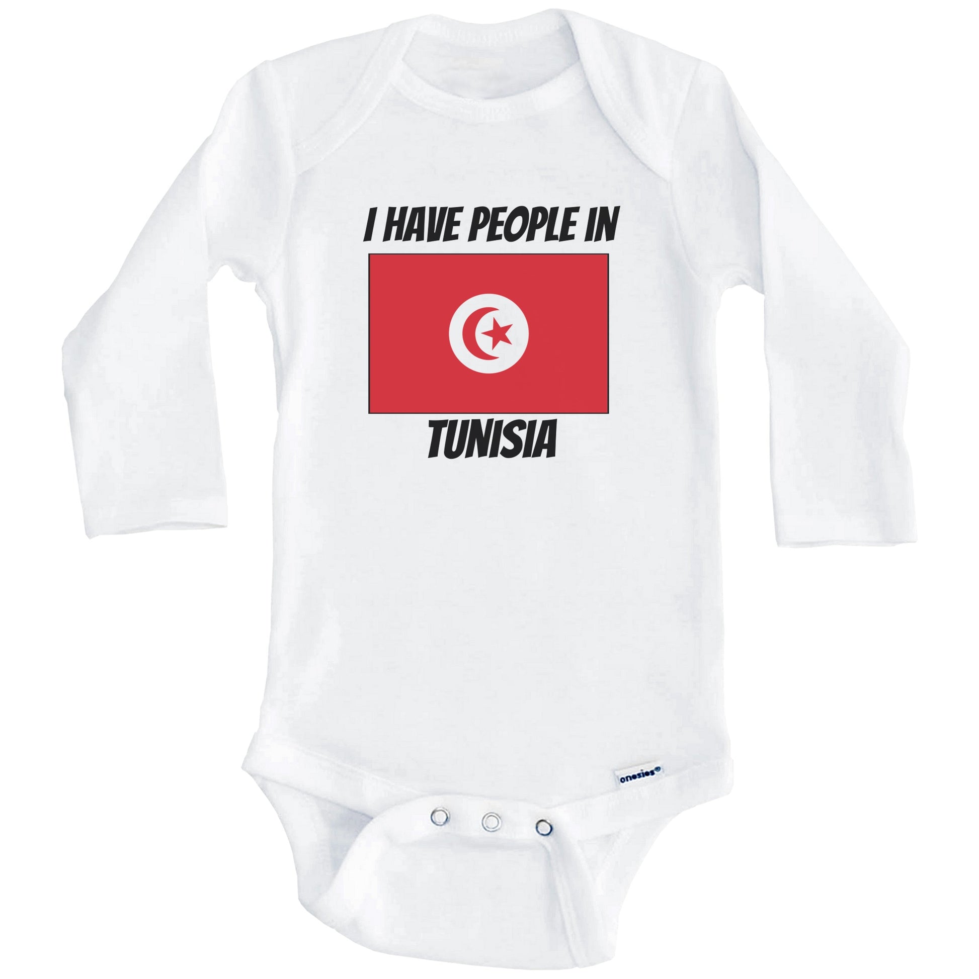 Tunisian Flag I Have People In Tunisia Baby Bodysuit (Long Sleeves)