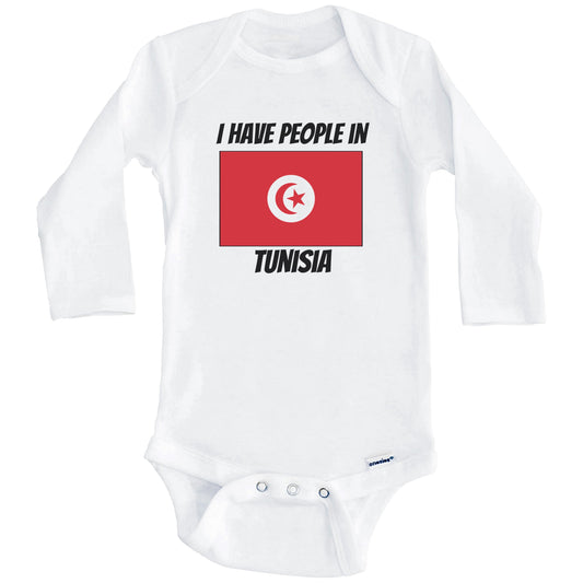 Tunisian Flag I Have People In Tunisia Baby Bodysuit (Long Sleeves)