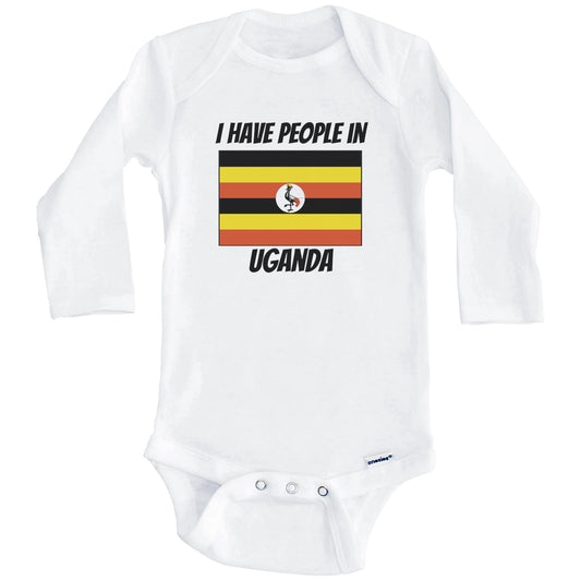 Ugandan Flag I Have People In Uganda Baby Bodysuit (Long Sleeves)