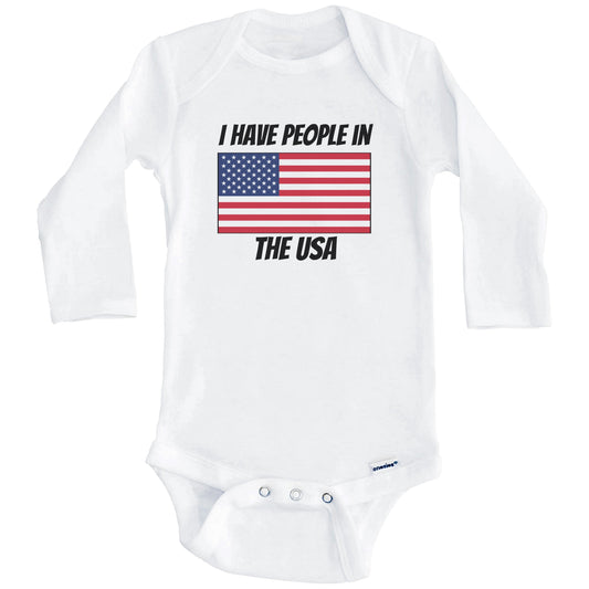 American Flag I Have People In the USA Baby Bodysuit (Long Sleeves)