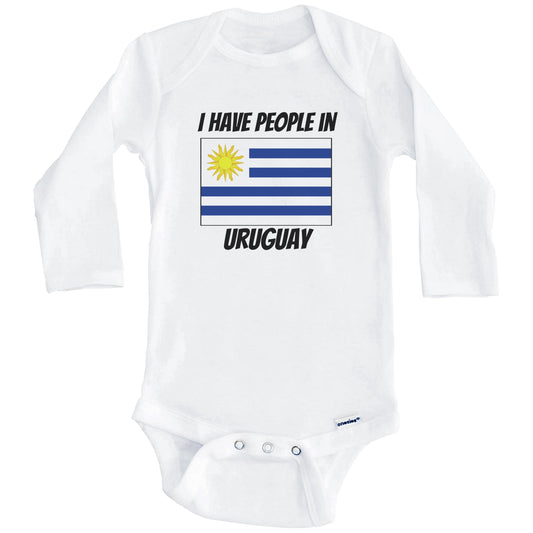 Uruguayan Flag I Have People In Uruguay Baby Bodysuit (Long Sleeves)