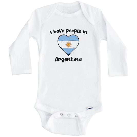 Argentinian Flag Heart I Have People In Argentina Baby Bodysuit (Long Sleeves)