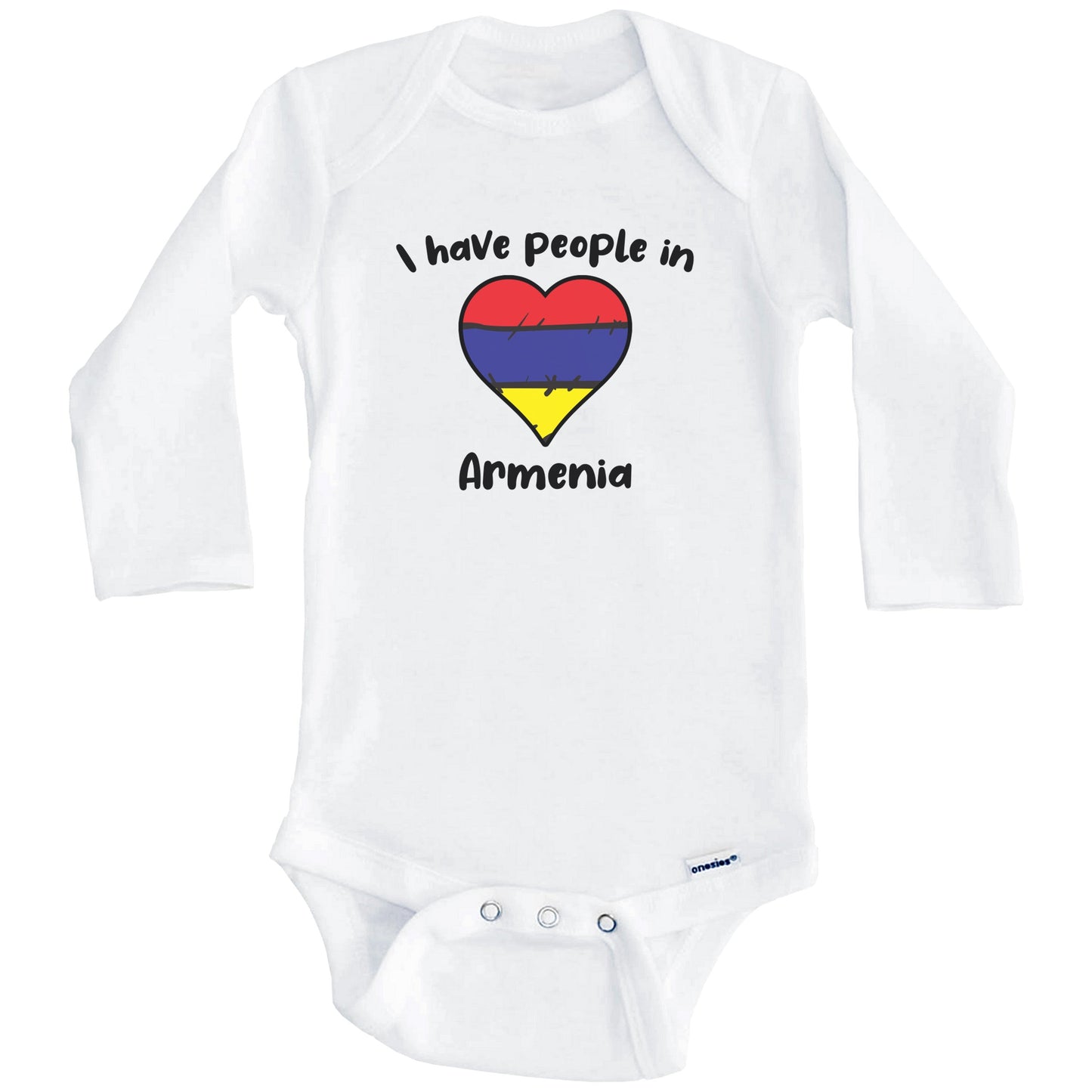Armenian Flag Heart I Have People In Armenia Baby Bodysuit (Long Sleeves)