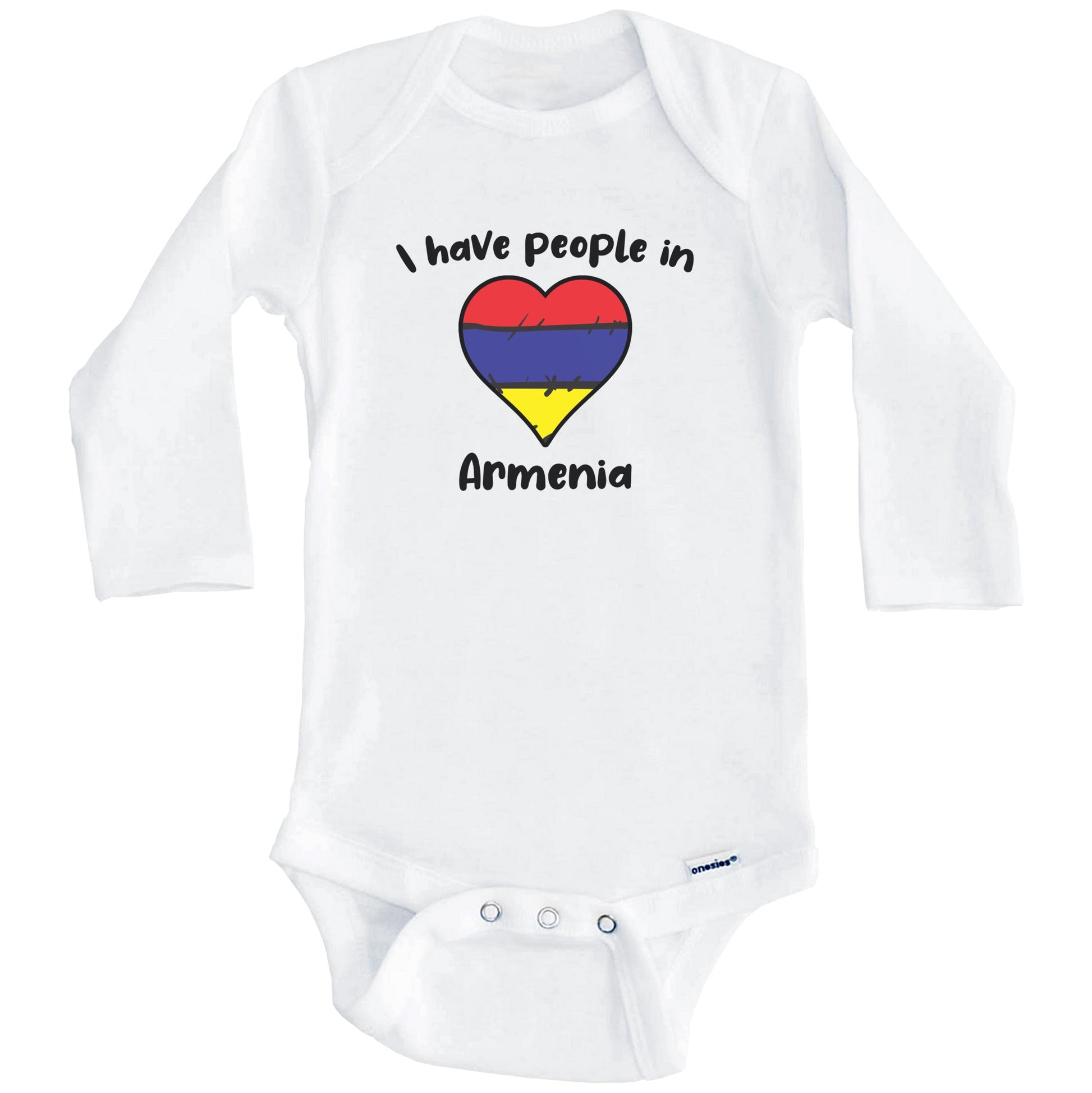Armenian Flag Heart I Have People In Armenia Baby Bodysuit (Long Sleeves)