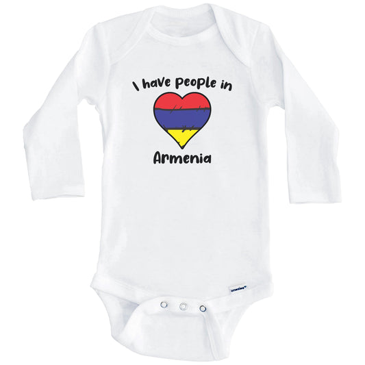 Armenian Flag Heart I Have People In Armenia Baby Bodysuit (Long Sleeves)