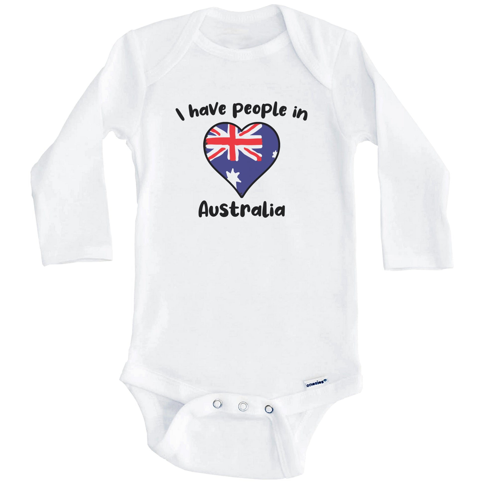 Australian Flag Heart I Have People In Australia Baby Bodysuit (Long Sleeves)