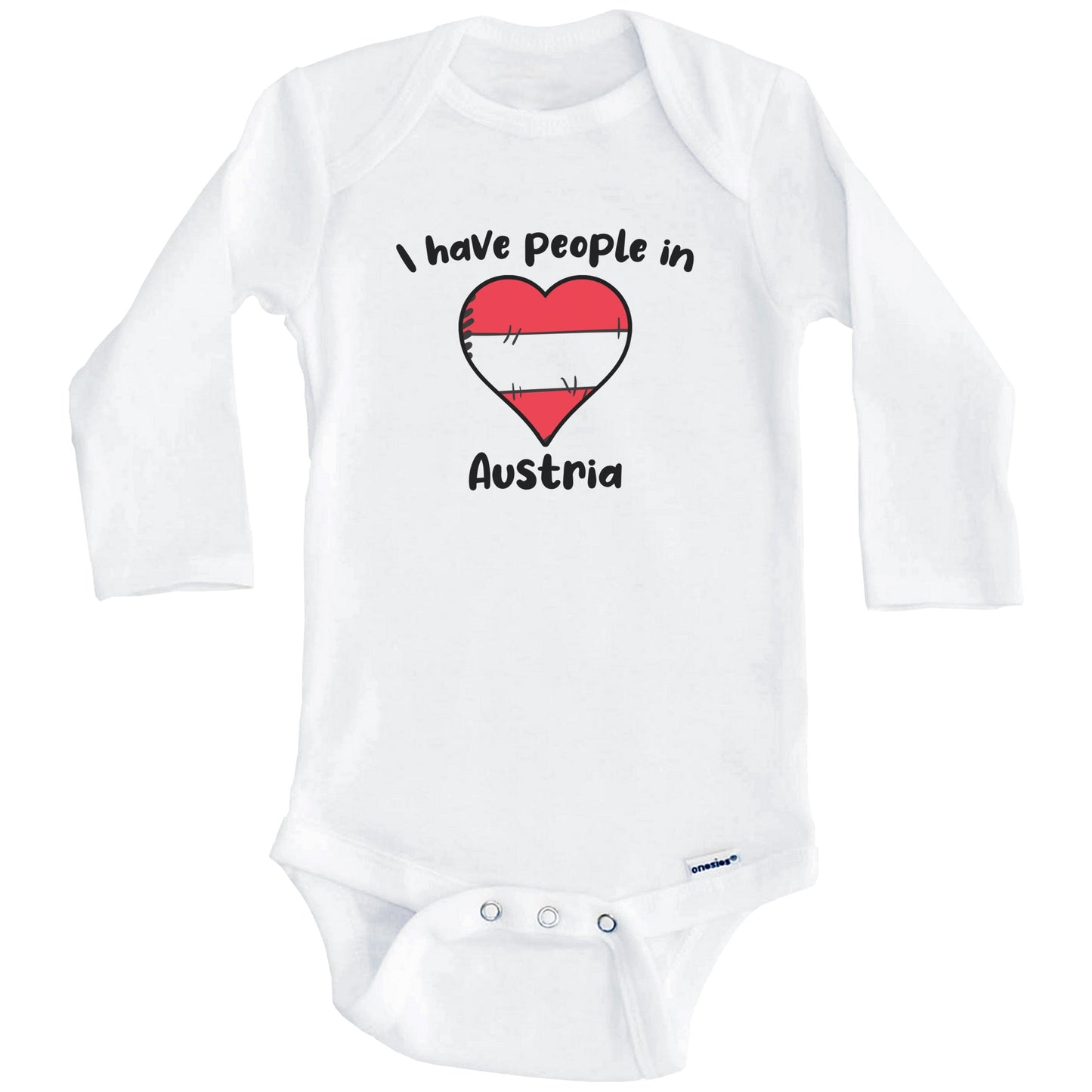 Austrian Flag Heart I Have People In Austria Baby Bodysuit (Long Sleeves)