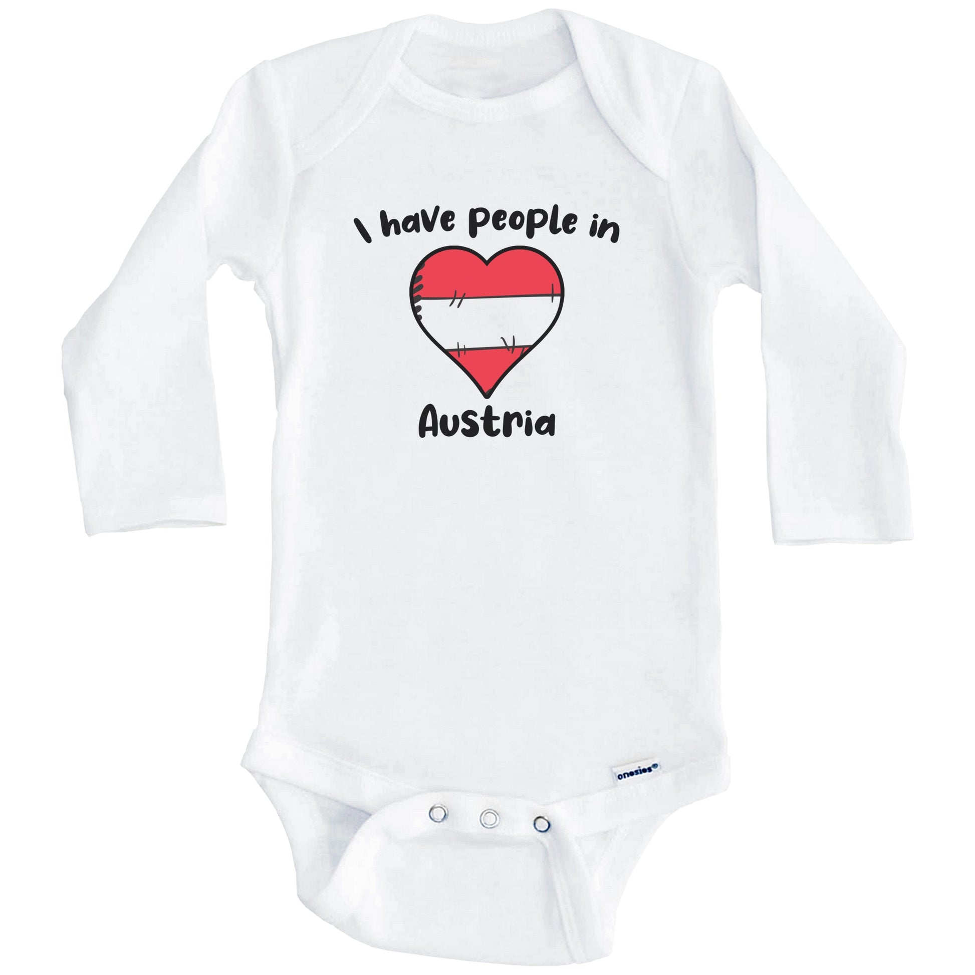 Austrian Flag Heart I Have People In Austria Baby Bodysuit (Long Sleeves)