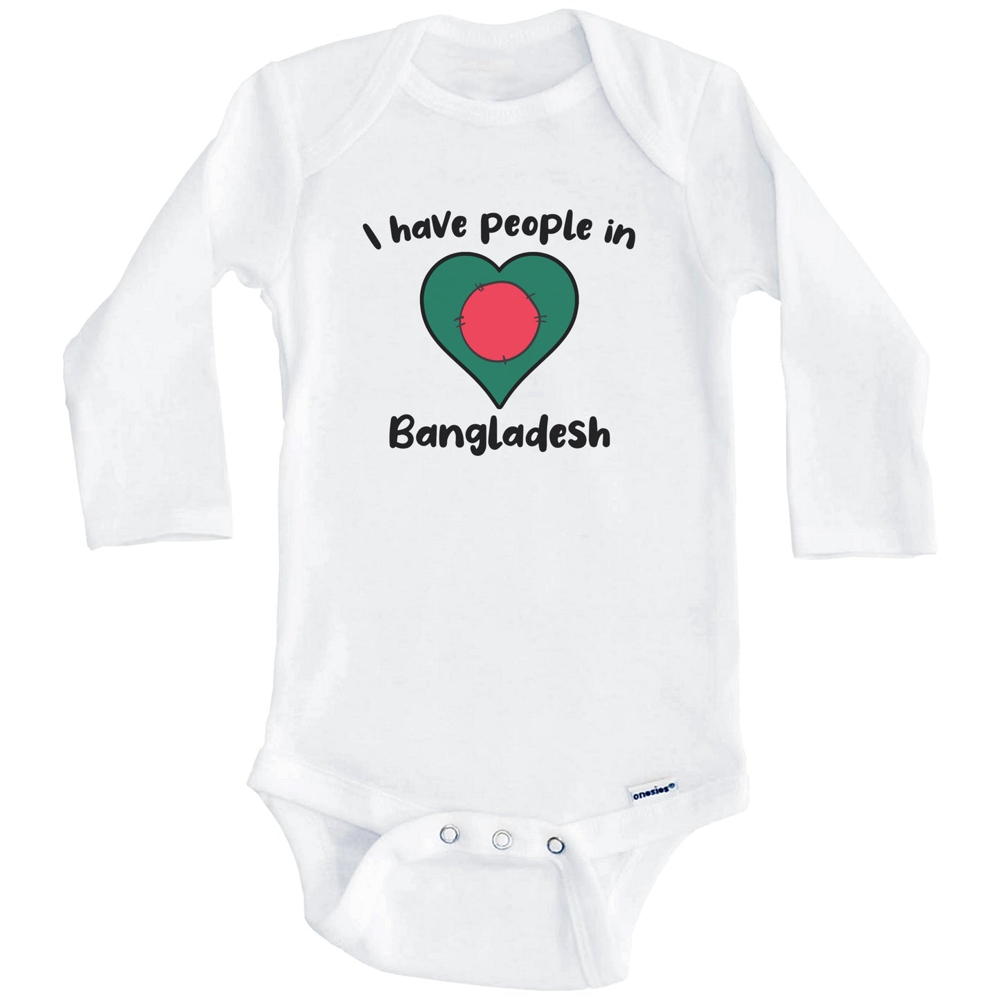 Bangladeshi Flag Heart I Have People In Bangladesh Baby Bodysuit (Long Sleeves)