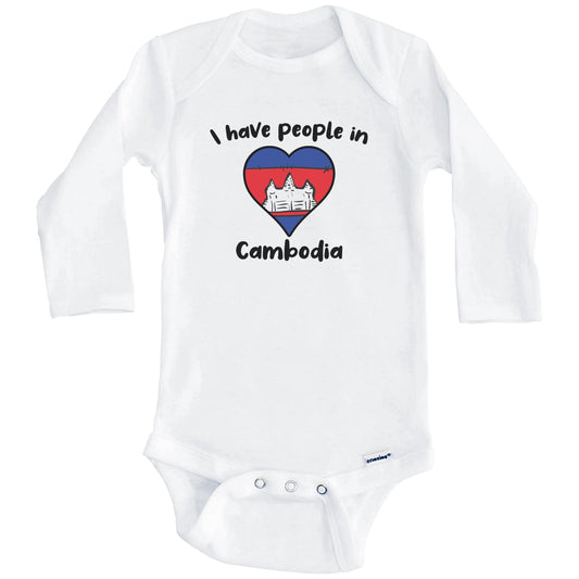 Cambodian Flag Heart I Have People In Cambodia Baby Bodysuit (Long Sleeves)
