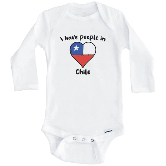 Chilean Flag Heart I Have People In Chile Baby Bodysuit (Long Sleeves)