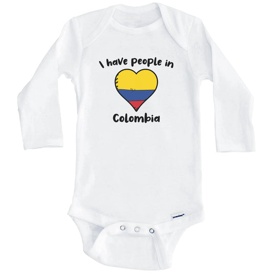 Colombian Flag Heart I Have People In Colombia Baby Bodysuit (Long Sleeves)