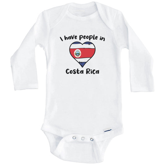 Costa Rican Flag Heart I Have People In Costa Rica Baby Bodysuit (Long Sleeves)