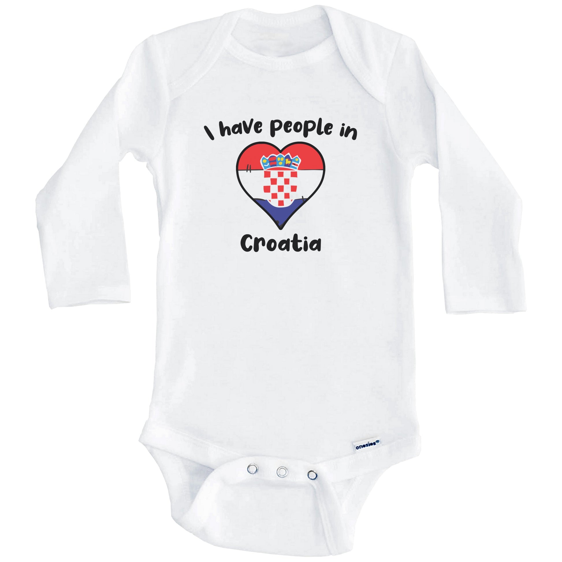 Croatian Flag Heart I Have People In Croatia Baby Bodysuit (Long Sleeves)