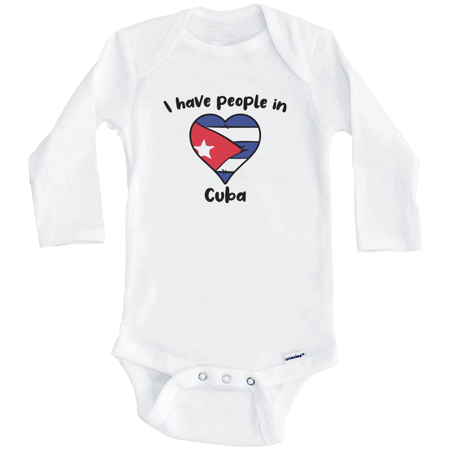 Cuban Flag Heart I Have People In Cuba Baby Bodysuit (Long Sleeves)
