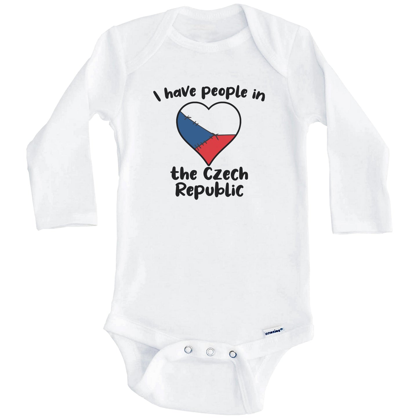 Czech Flag Heart I Have People In the Czech Republic Baby Bodysuit (Long Sleeves)