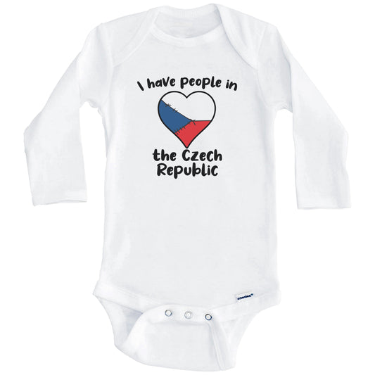 Czech Flag Heart I Have People In the Czech Republic Baby Bodysuit (Long Sleeves)