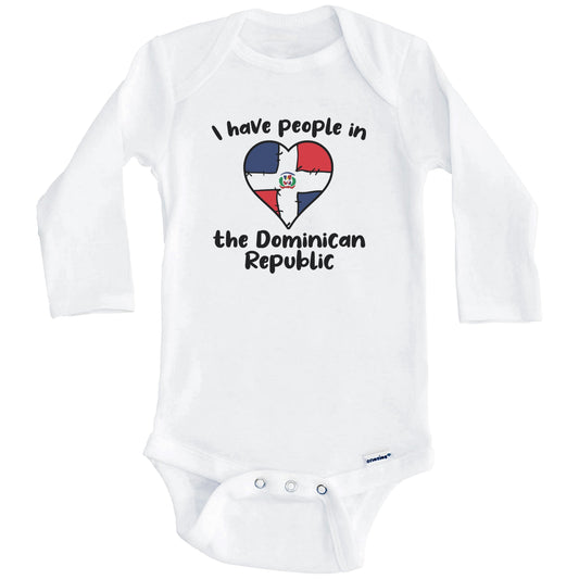 Dominican Flag Heart I Have People In the Dominican Republic Baby Bodysuit (Long Sleeves)