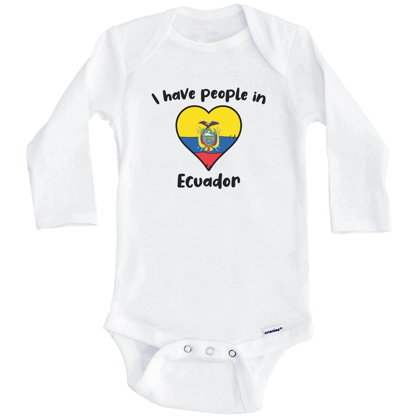 Ecuadorian Flag Heart I Have People In Ecuador Baby Bodysuit (Long Sleeves)