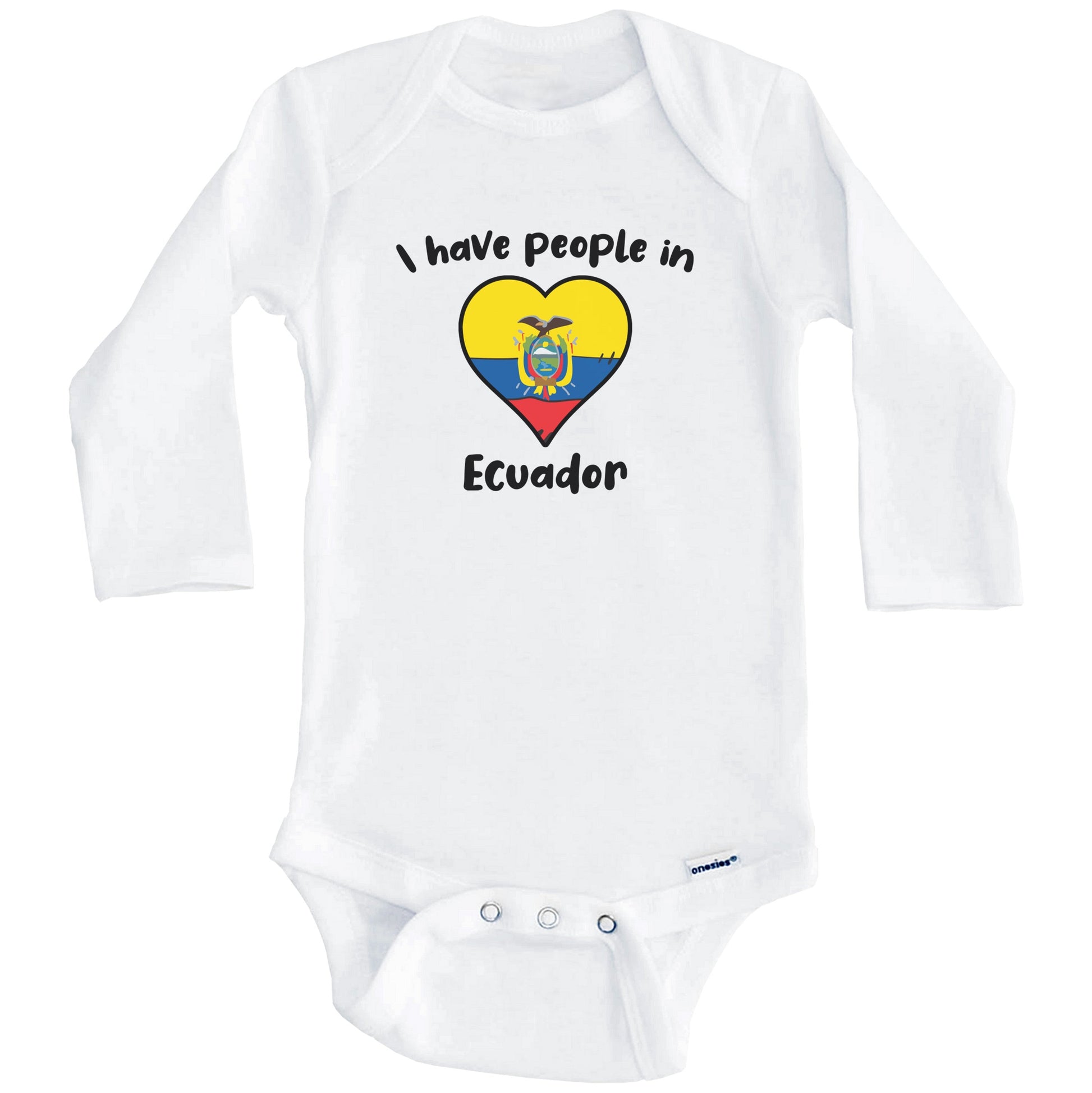 Ecuadorian Flag Heart I Have People In Ecuador Baby Bodysuit (Long Sleeves)