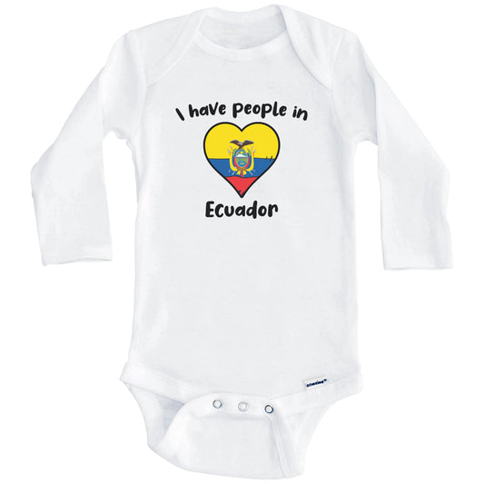 Ecuadorian Flag Heart I Have People In Ecuador Baby Bodysuit (Long Sleeves)