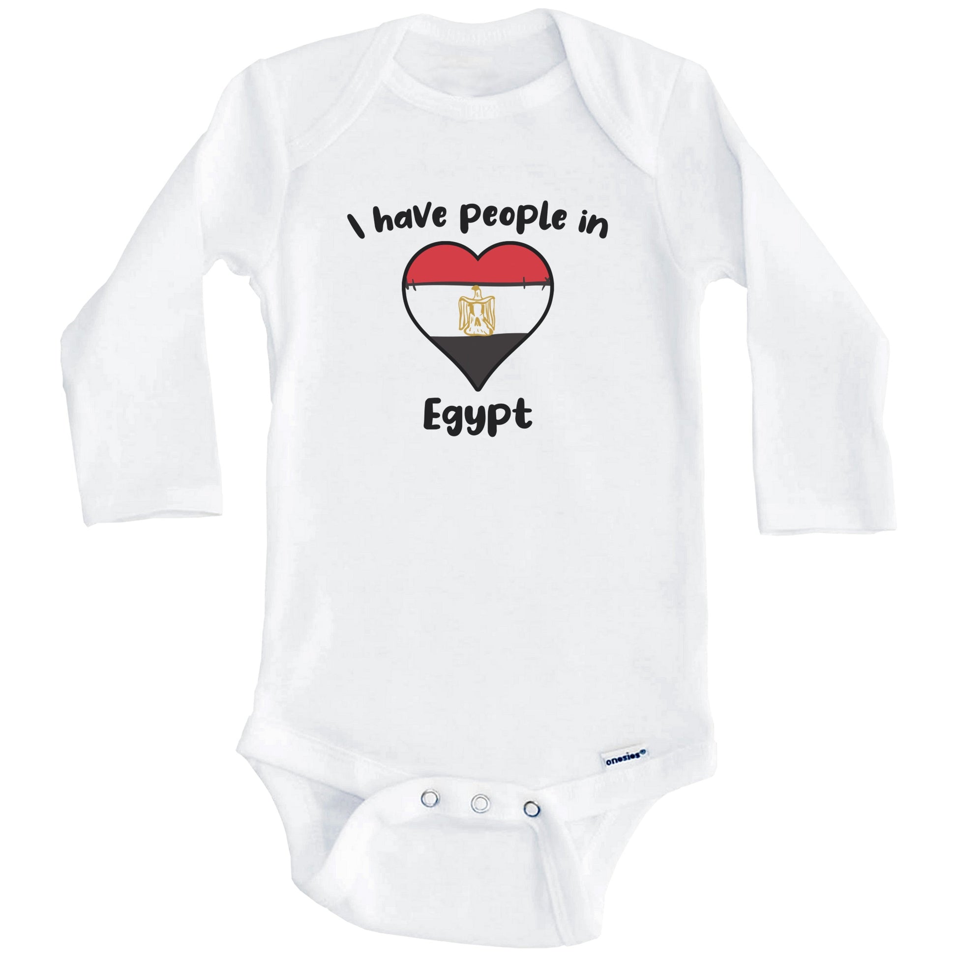 Egyptian Flag Heart I Have People In Egypt Baby Bodysuit (Long Sleeves)