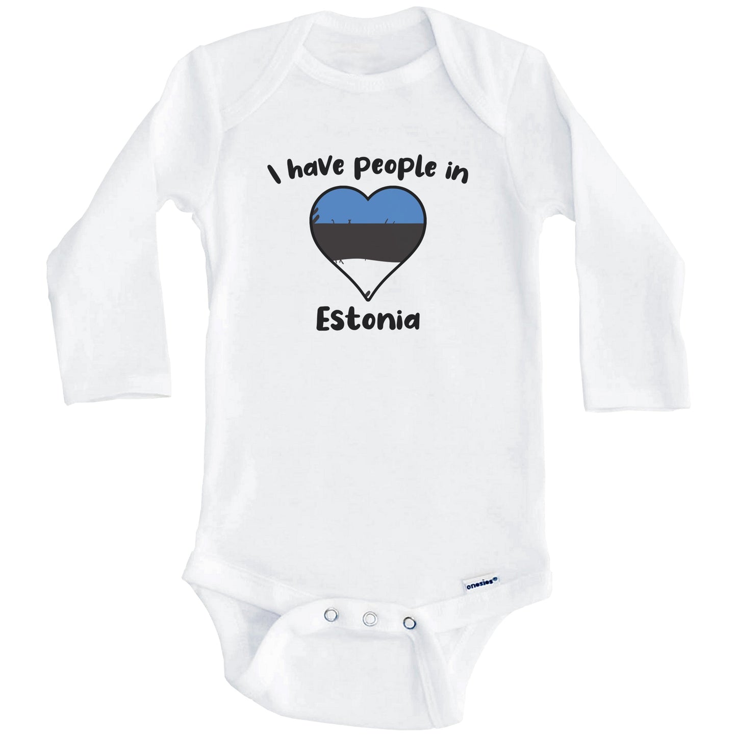 Estonian Flag Heart I Have People In Estonia Baby Bodysuit (Long Sleeves)