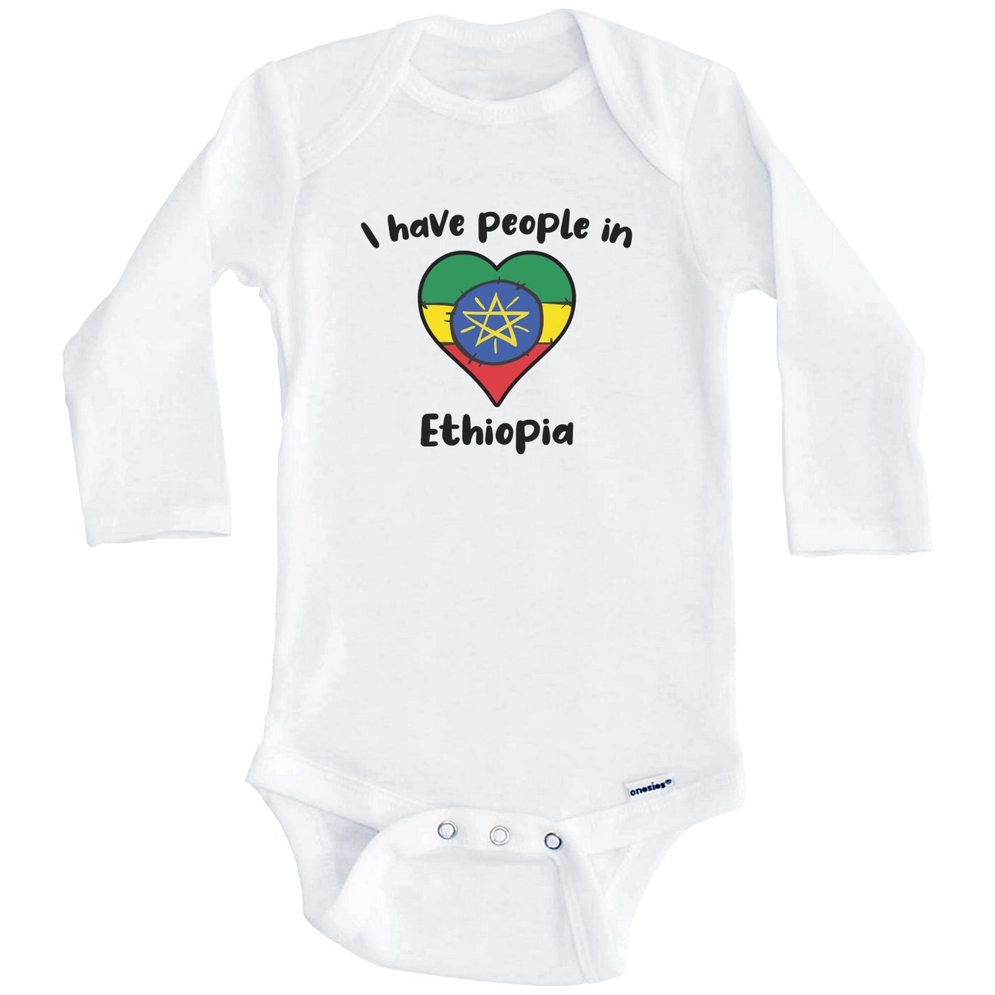 Ethiopian Flag Heart I Have People In Ethiopia Baby Bodysuit (Long Sleeves)