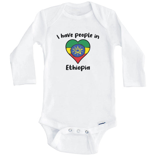Ethiopian Flag Heart I Have People In Ethiopia Baby Bodysuit (Long Sleeves)