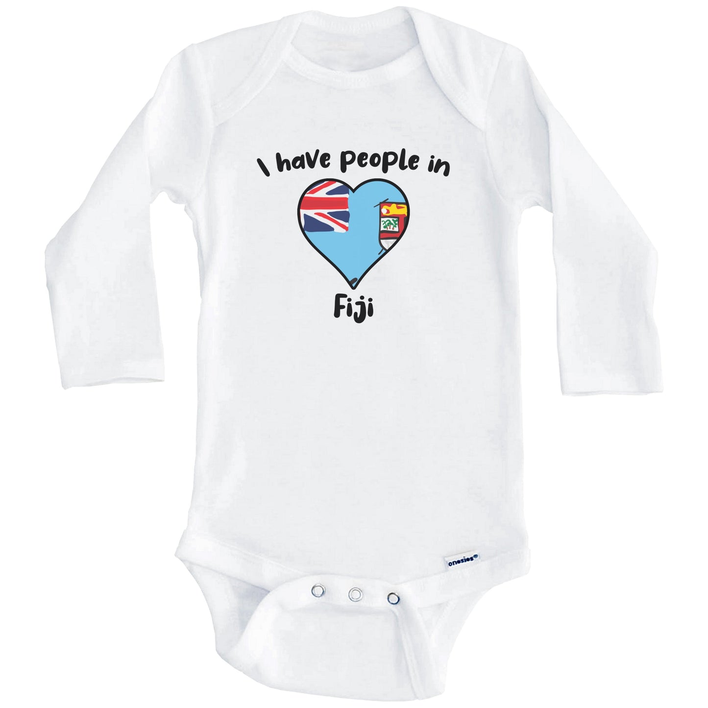 Fijian Flag Heart I Have People In Fiji Baby Bodysuit (Long Sleeves)