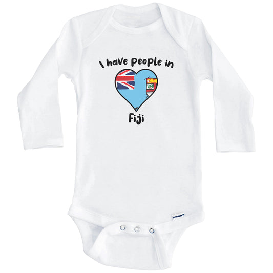 Fijian Flag Heart I Have People In Fiji Baby Bodysuit (Long Sleeves)