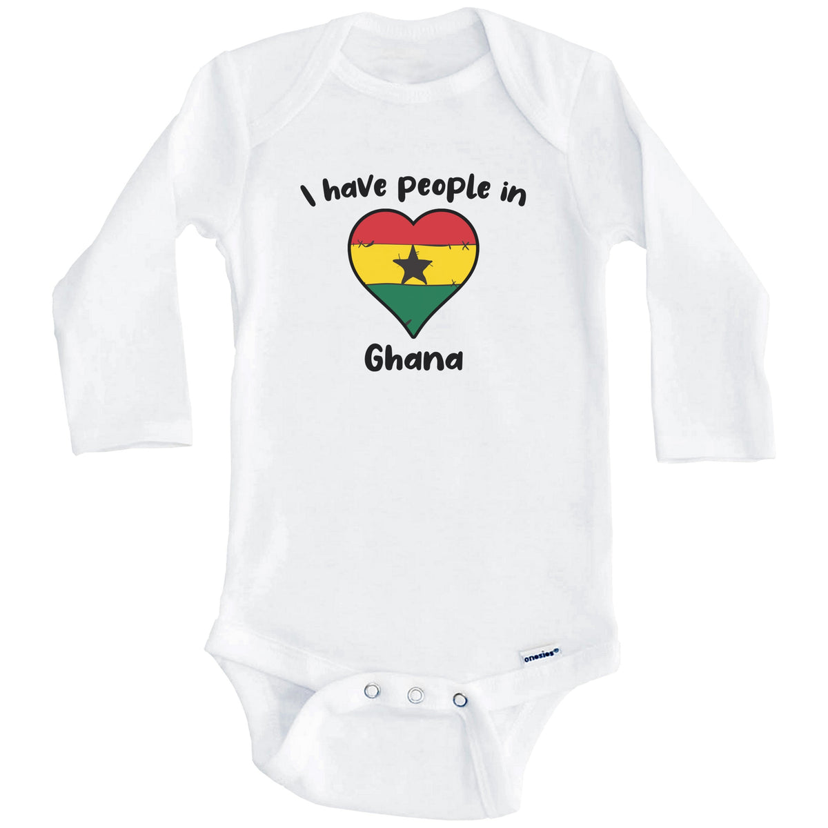 Ghanaian Flag Heart I Have People In Ghana Baby Bodysuit (Long Sleeves)
